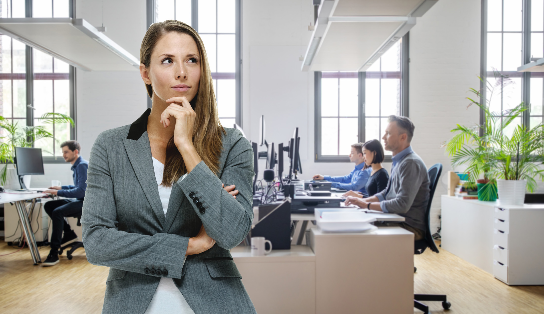 business woman thinking in office